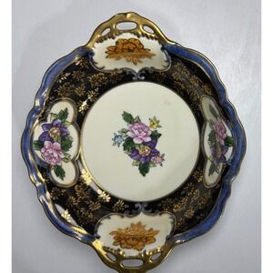 Antiique Noritake Hand Painted Art Nouveau Floral Gold Gilt Serving Dish Bowl